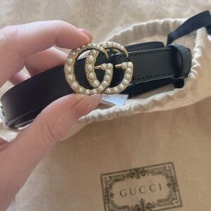 GUCCI GG MARMONT WITH PEARLS BELT
